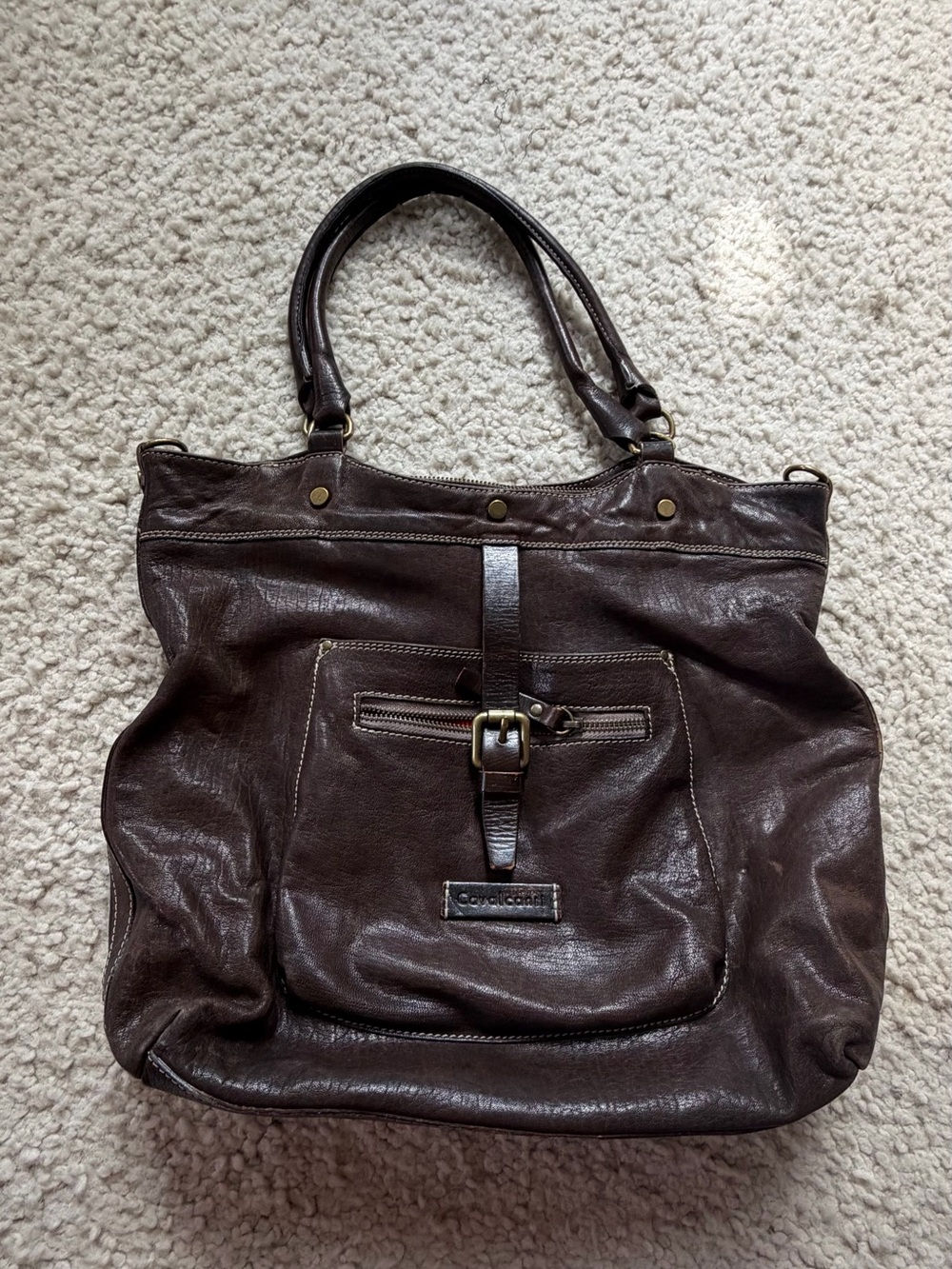 Cavalcanti Made in Italy Brown Leather Handbag Vintage Boho Tote